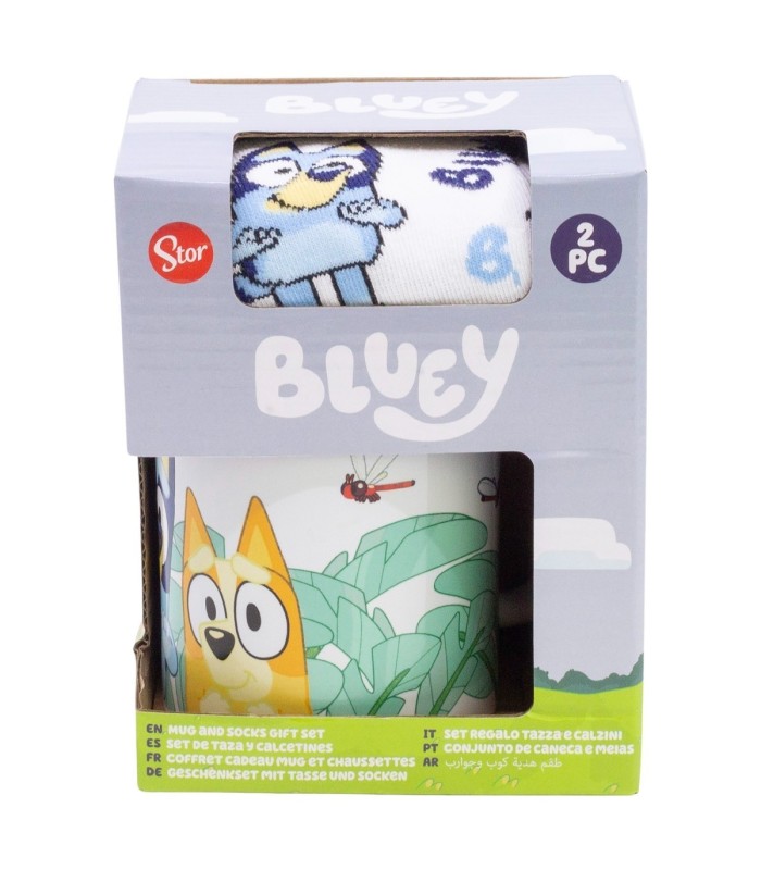 Conjunto de Meias e Caneca Cerâmica 325 ml Bluey