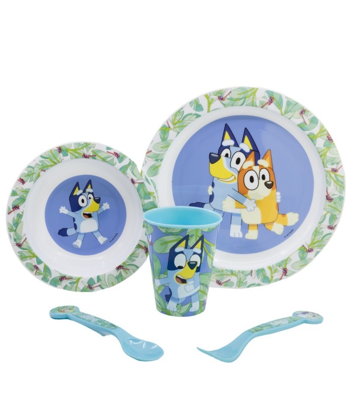 Conjunto Micro 5 PCS (Prato, Tigela, Copo e Talheres) Bluey