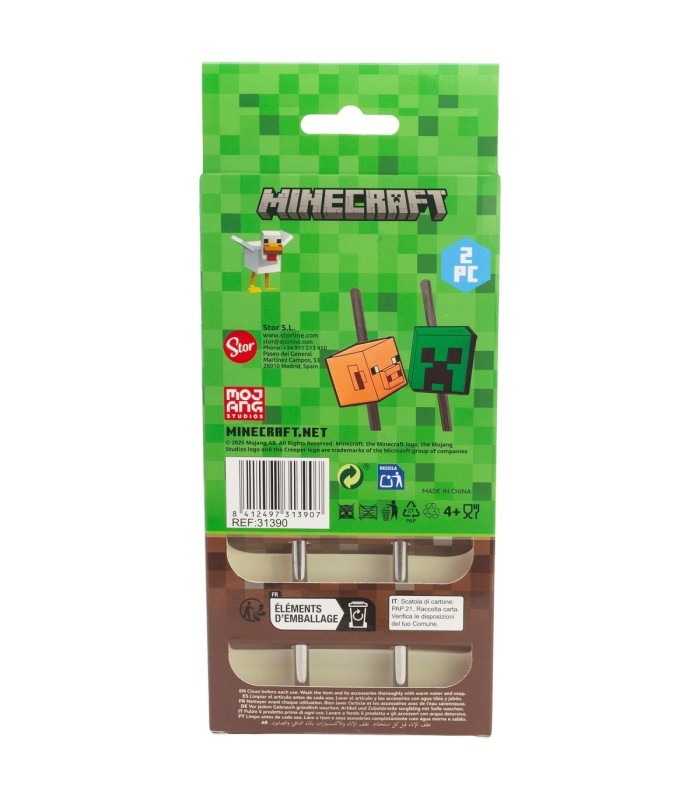 Conjunto de 2 Palhinhas 3D Aço Inoxidável Minecraft