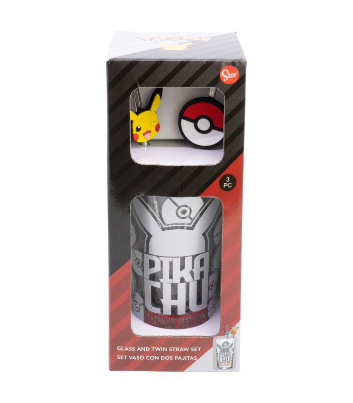 Conjunto Copo com Duas Palhinhas 480 ml Pokémon Metal Meltdown