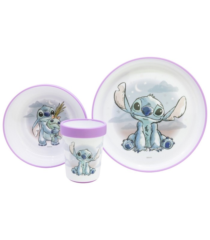 Conjunto 3 PCS Louça Premium Bicolor Antideslizante Stitch