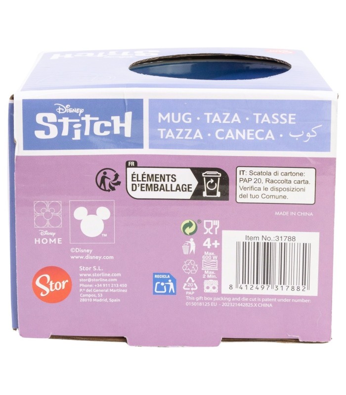 Caneca Cerâmica Elite 380 ml Stitch Aloha em Caixa de Presente