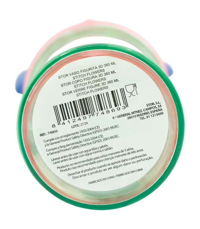 Copo 3D 360 ml Stitch Flores