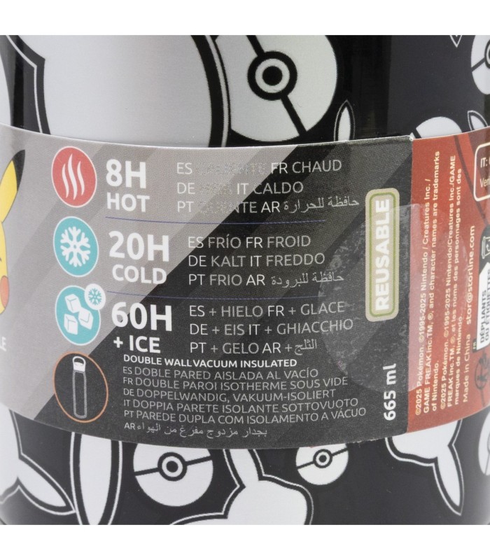 Garrafa Glam Térmica Aço Inoxidável 665 ml Pokémon
