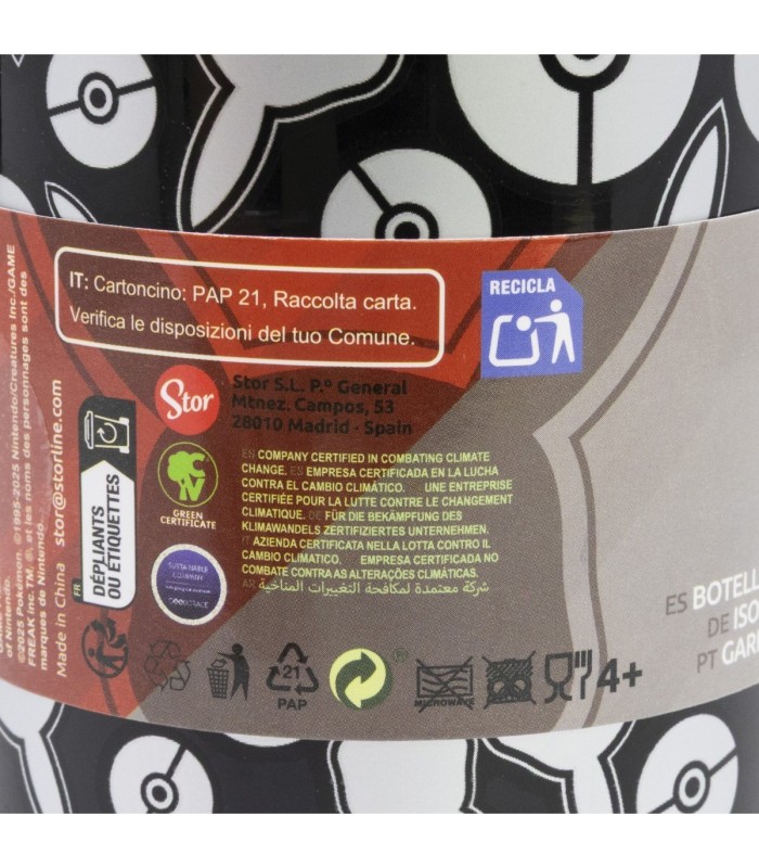 Garrafa Glam Térmica Aço Inoxidável 665 ml Pokémon