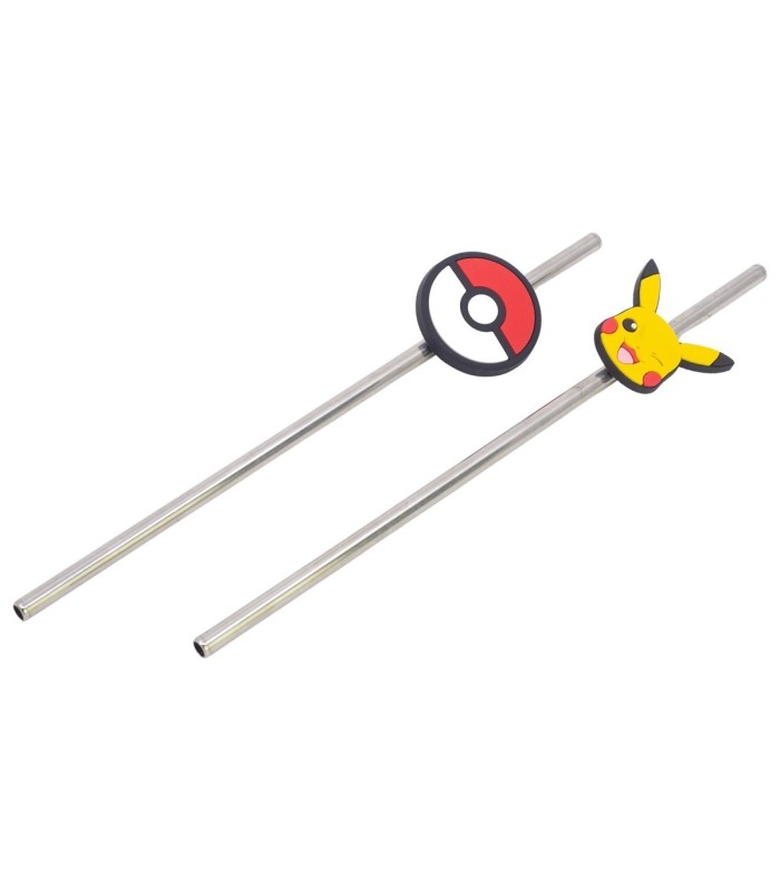 Conjunto de 2 Palhinhas 3D Aço Inoxidável Pokémon