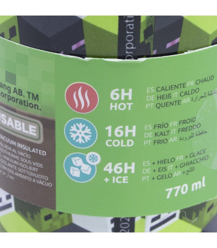 Copo Térmico Inox com Canudo 3D 770 ml – Minecraft