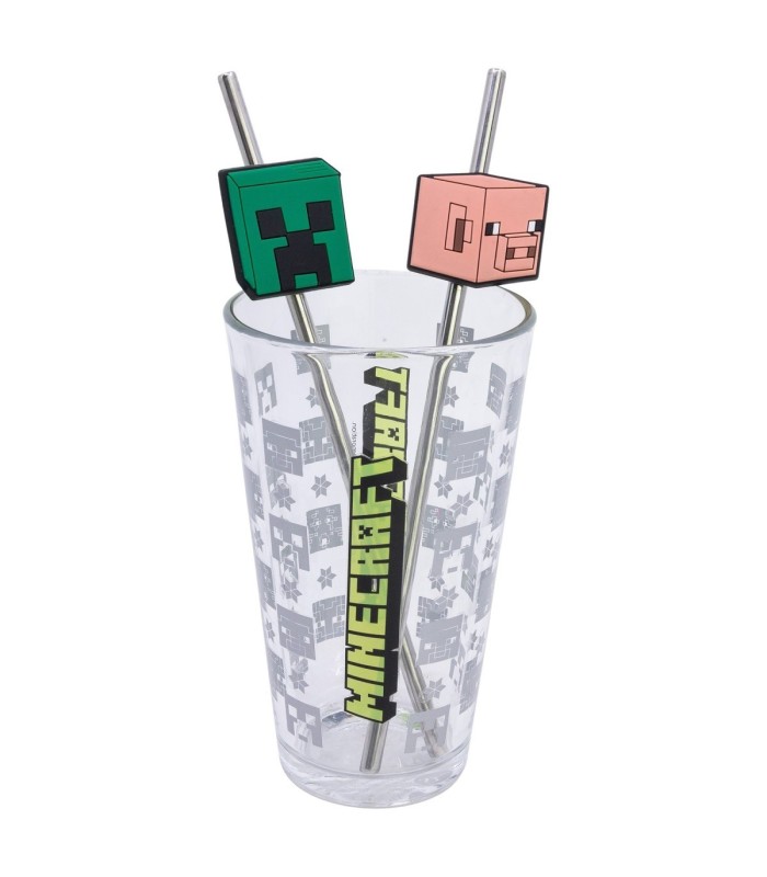 Conjunto Copo com Duas Palhinhas 480 ml Minecraft