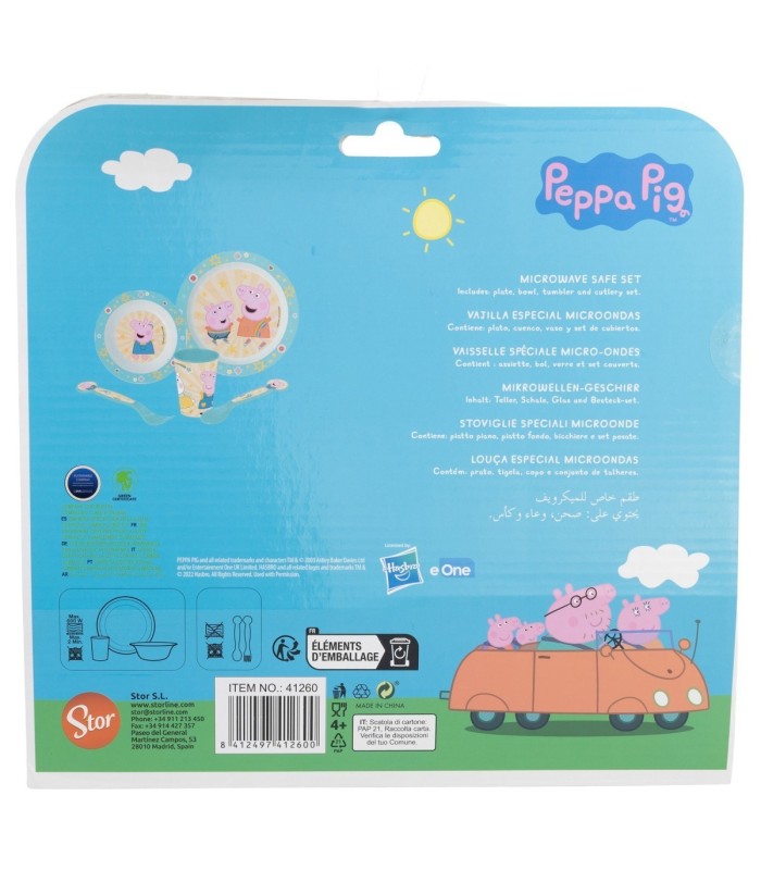 Conjunto Micro 5 PCS (Prato, Tigela, Copo e Talheres) Peppa Pig 2022