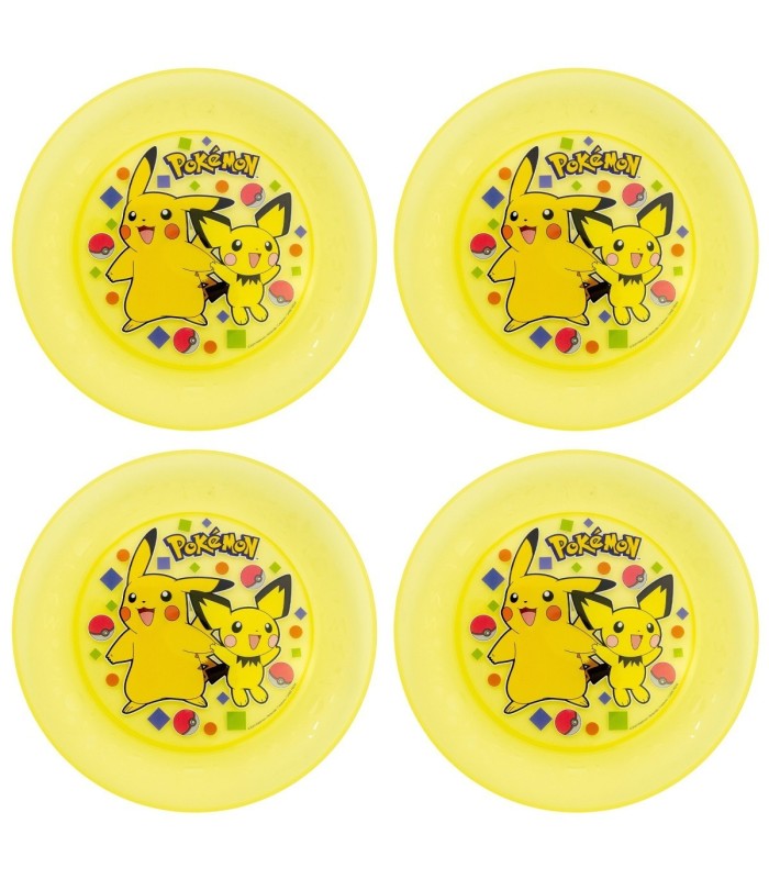 Conjunto 4 PCS Pratos Reutilizáveis Pokémon