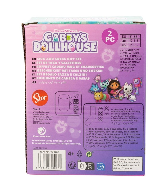 Conjunto de Meias e Caneca Cerâmica Gabby’s Dollhouse 325 ml