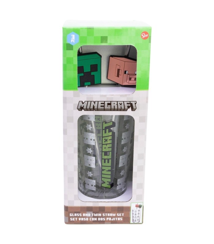 Conjunto Copo com Duas Palhinhas 480 ml Minecraft