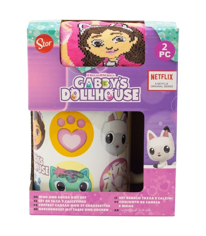 Conjunto de Meias e Caneca Cerâmica Gabby’s Dollhouse 325 ml