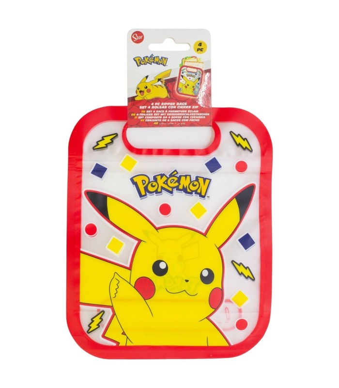 Conjunto de 4 Sacos com Fecho Zip Pokémon