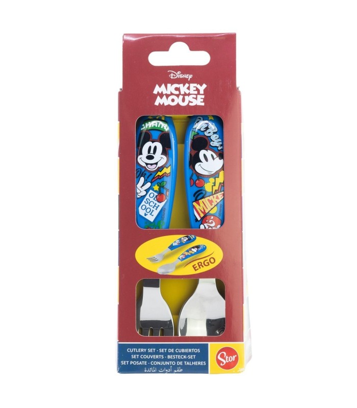 Conjunto de 2 Talheres Metálicos Mickey Mouse