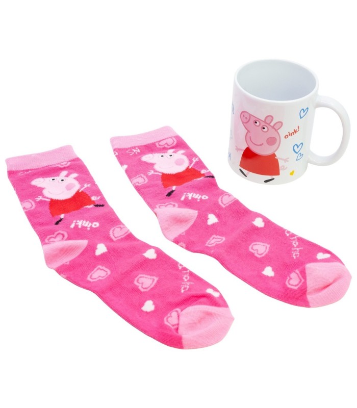 Conjunto de Meias e Caneca Cerâmica 325 ml Peppa Pig