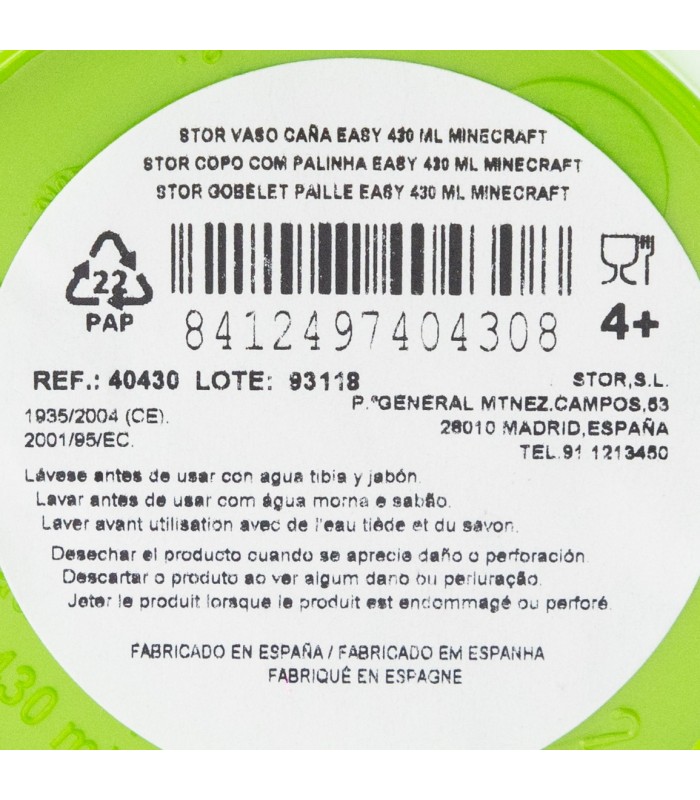 Copo Canudo Easy 430 ml Minecraft
