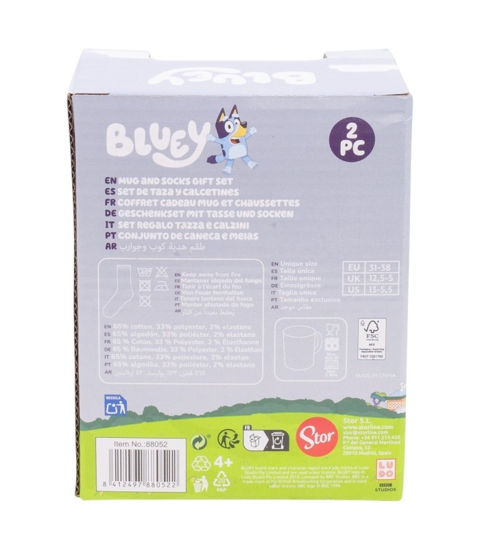 Conjunto de Meias e Caneca Cerâmica 325 ml Bluey