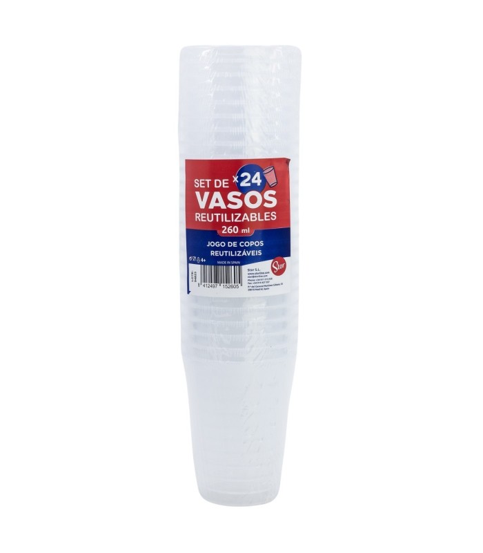STOR LOTE 24 COPOS PP TRANSPARENTES REUTILIZÁVEIS 260 ML