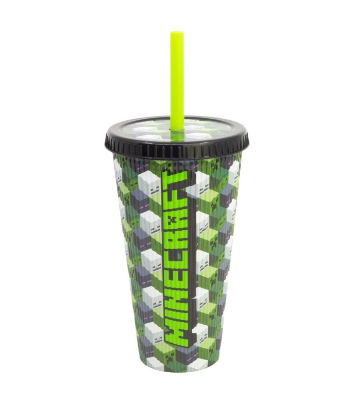 Copo Reutilizável Minecraft 790 ml com Canudo