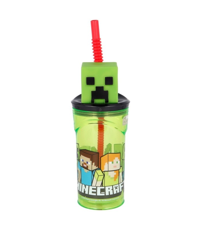 Copo 3D 360 ml Minecraft com Canudo e Tampa