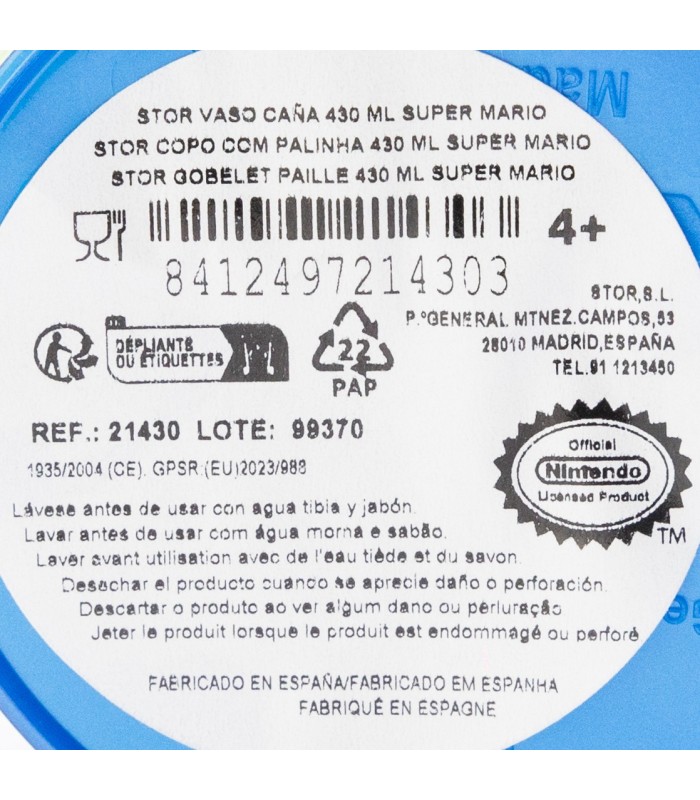 Copo Canudo Easy 430 ML Super Mario