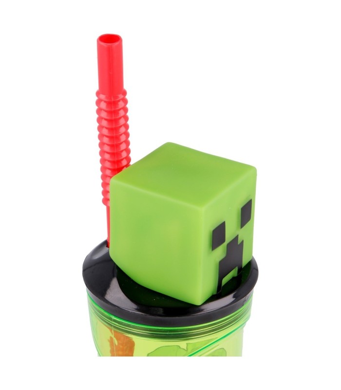 Copo 3D 360 ml Minecraft com Canudo e Tampa