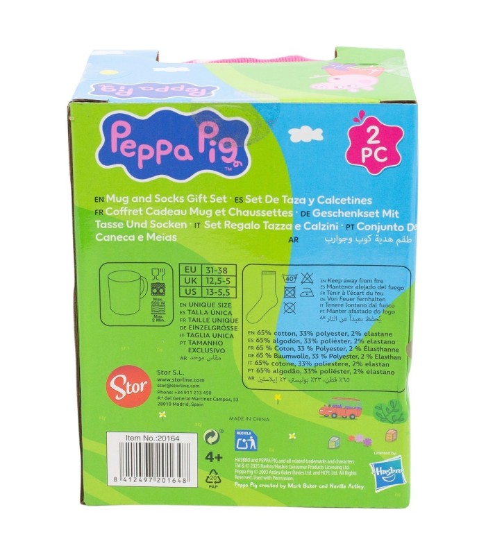 Conjunto de Meias e Caneca Cerâmica 325 ml Peppa Pig