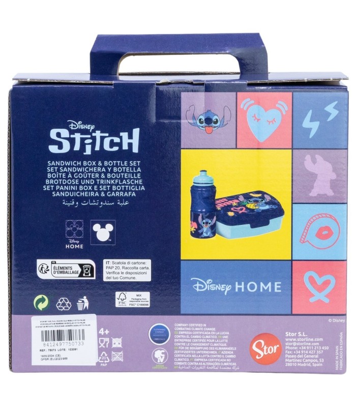 Conjunto Vuelta ao Colégio Stitch: Fiambrera e Garrafa 380ml