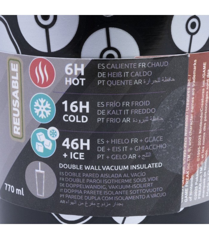 Copo Térmico Inox com Canudo 3D 770 ml Pokémon
