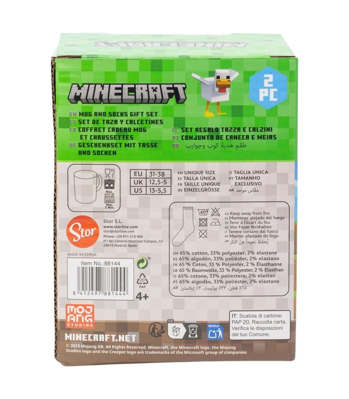 Conjunto de Meias e Caneca Cerâmica 325 ml Minecraft