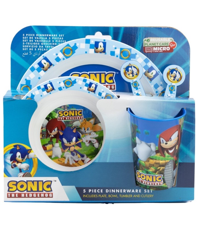 Conjunto Micro 5 PCS Sonic (Prato, Tigela, Copo e Talheres)