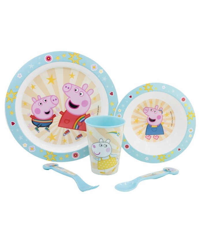 Conjunto Micro 5 PCS (Prato, Tigela, Copo e Talheres) Peppa Pig 2022