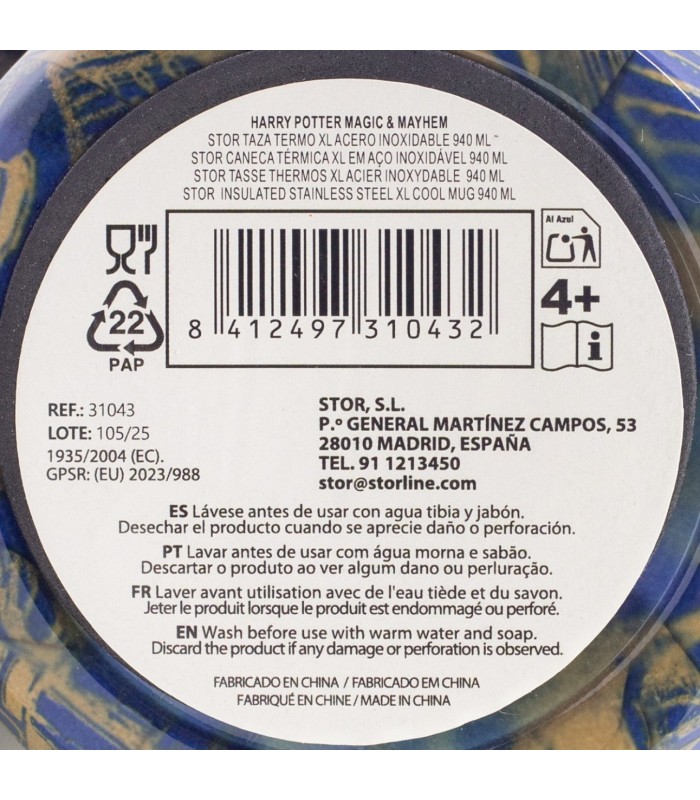 Caneca Termo XL Aço Inoxidável 920 ml Harry Potter