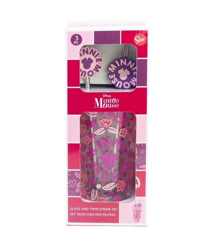 Conjunto Copo com Duas Palhinhas 480 ML Minnie Mouse Cherrylicious