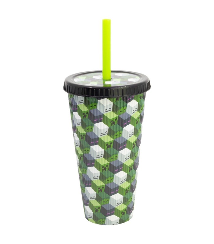 Copo Reutilizável Minecraft 790 ml com Canudo