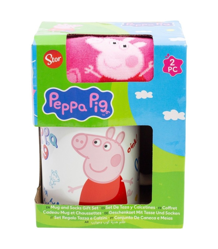 Conjunto de Meias e Caneca Cerâmica 325 ml Peppa Pig