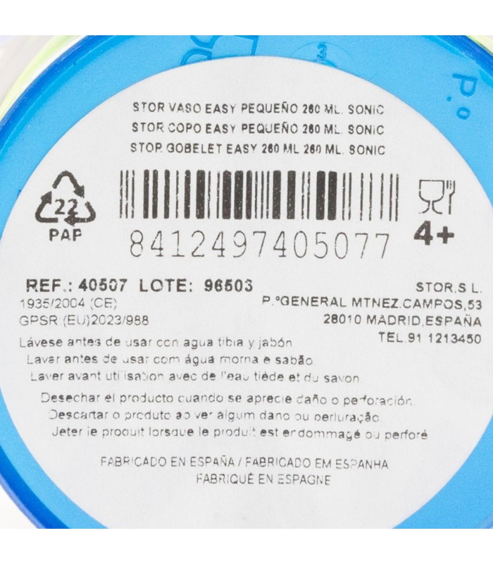 Copo Infantil Reutilizável 260 ml Sonic